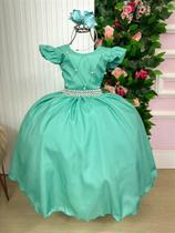 Vestido Infantil Verde Menta Longo Dama de Honra Luxo para Festas de Formatura Vestido Infantil Verde Menta Longo Dama de Honra Luxo para Festas de Formatura