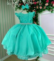 Vestido Infantil Verde Menta Menina Luxo