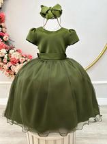 Vestido Infantil Verde Oliva Luxo Daminha Festas Vestido Infantil Verde Oliva Luxo Daminha Festas