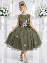 Vestido Infantil Verde Oliva Midi para Formatura e Festas de Luxo - no-brand Vestido Infantil Verde Oliva Midi para Formatura e Festas de Luxo - no-brand