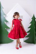 Vestido Infantil Vermelho Cerejinha Blogueirinha - Tecido 100% Poliéster Vestido Infantil Vermelho Cerejinha Blogueirinha - Tecido 100% Poliéster