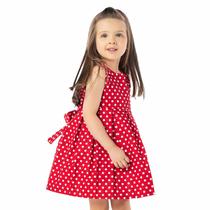 Vestido Infantil Vermelho com Bolinhas Brancas com Forro e Pregas Vrasalon Vestido Infantil Vermelho com Bolinhas Brancas com Forro e Pregas Vrasalon