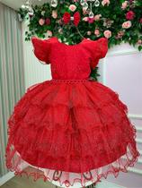 Vestido Infantil Vermelho com Glitter para Festa Luxo Vestido Infantil Vermelho com Glitter para Festa Luxo