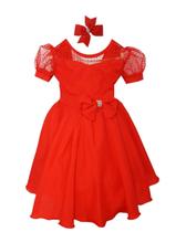 Vestido Infantil Vermelho Daminha Batizado Casamento Luxo - MVR
