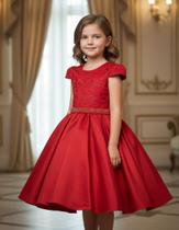 Vestido Infantil Vermelho Daminha Festa Luxo Princesa