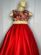 Vestido Infantil Vermelho e Dourado Tamanho de 3 a 4 anos
