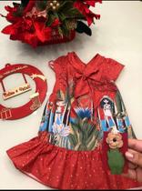 Vestido infantil vermelho estampado com colar incluso Vestido infantil vermelho estampado com colar incluso