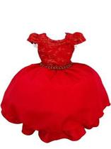 Vestido infantil vermelho festa de fim de ano D4075