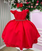 Vestido Infantil Vermelho Menina Luxo Natal