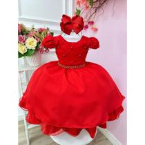 Vestido Infantil Vermelho Minnie Princesa Elena de Avalor Casamento Formatura Dama Daminha Florista Festa Natal Social