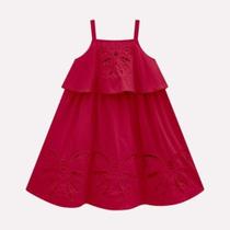 Vestido infantil vermelho Natal bordado Milon