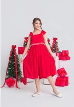 Vestido Infantil Vermelho Natal Juvenil Midi Menina Modinha Blogueirinha
