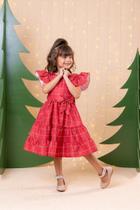 Vestido Infantil Vermelho Natal Natalino Festa Luxo