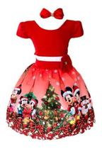 Vestido Infantil Vermelho Natal Ratinha Mouse Noel Luxinho