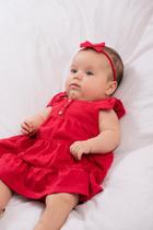 Vestido infantil vermelho natal recem nascido a 1 ano bebe - Sem marca