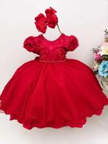 Vestido Infantil Vermelho Renda Princesas Luxo _ Tamanho 2