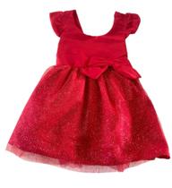 Vestido Infantil Vermelho Tule Com Glitter De Natal Batizado Vestido Infantil Vermelho Tule Com Glitter De Natal Batizado
