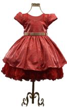 vestido infantil vermelho veste 02 anos aniversário casamento daminha