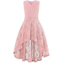 Vestido Infantil Viriber de Renda Floral - Decote V - Sem Mangas (7 a 14 anos)
