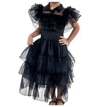 Vestido Infantil Wandinha de Luxo p/ Festa/Hallowen