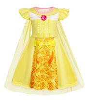 Vestido infantil WonderBabe Princess amarelo com capa 2-3T Vestido infantil WonderBabe Princess amarelo com capa 2-3T