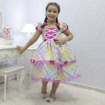 Vestido infantil xadrez tema quadrilha - Festa Junina