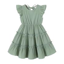 Vestido infantil YOUNGER TREE 2-3T, manga com babados, verde Vestido infantil YOUNGER TREE 2-3T, manga com babados, verde