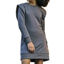 Vestido Infanto Juvenil Feminino Lilimoon Moletom ML Cinza Vestido Infanto Juvenil Feminino Lilimoon Moletom ML Cinza