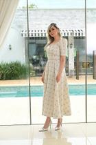 Vestido Iracema Max Midi em Linho Bordado com Guipir - Elegante e Sofisticado