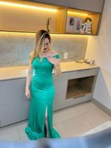 Vestido Itavest de festa longo cor verde tecido cetim TAM P