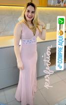 Vestido Itavest festa longo cor rosa tecido fluido TAM P