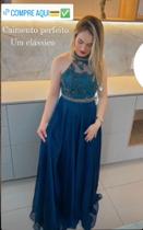 Vestido Itavest longo de festa luxo cor verde tecido cetim TAM P