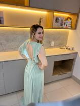 Vestido itavest longo s/ manga de luxo tecido leve cor verde TAM P