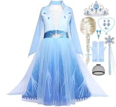 Vestido iTVTi Girls Snow Princess azul, roupa de cosplay 7-8Y Vestido iTVTi Girls Snow Princess azul, roupa de cosplay 7-8Y