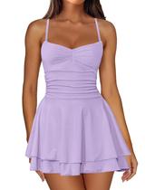 Vestido IWD ajustável com alça espaguete com babados e espartilho roxo claro