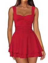 Vestido IWD Cute Summer para mulheres sem mangas vermelho S