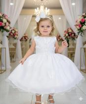 Vestido Jardim das Borboletas Branco Viviane luxo aplique borboletas