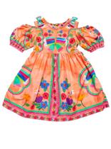 Vestido Jardim De Asas Laranja
