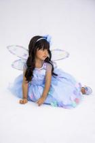 Vestido Jardim Encantado Isis Luxinho Azul Bebê - Tecido Tule e Apliques