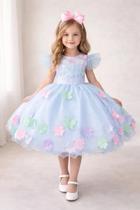 Vestido Jardim Encantado Isis Luxinho Azul Claro Borboletas Infantil