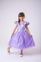 Vestido Jardim Encantado Lilás com Apliques em Borboletas - Tecido Misto Vestido Jardim Encantado Lilás com Apliques em Borboletas - Tecido Misto