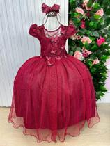 Vestido Jardim Encantado Longo com Borboletas na Cor Marsala Vestido Jardim Encantado Longo com Borboletas na Cor Marsala
