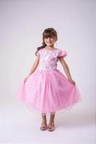 Vestido Jardim Encantado Rosa Bebê com Borboleta Branca