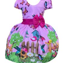 Vestido Jardim Encantado Temático Infantil Festa