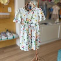 Vestido Jardim Encantado Toque de Seda Para Menina Floral Envio Imediato