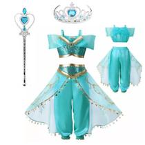 Vestido Jasmine Aladdin + Coroa E Varinha Pronta Entrega Vestido Jasmine Aladdin + Coroa E Varinha Pronta Entrega