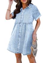 Vestido jeans casual luvamia Roadknight Blue para mulheres tamanho M