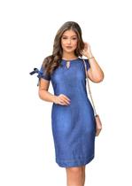 Vestido Jeans Com Detalhe Na Manga-roupas Jeans Evangélicas (Ref 1060)