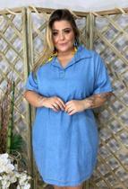 Vestido jeans curto cavado tamanho único P ao GG Vestido jeans curto cavado tamanho único P ao GG