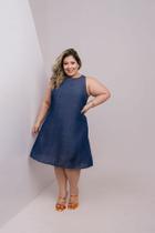 Vestido Jeans Evase Tencel Leve Confortável Moda Feminina Vestido Jeans Evase Tencel Leve Confortável Moda Feminina